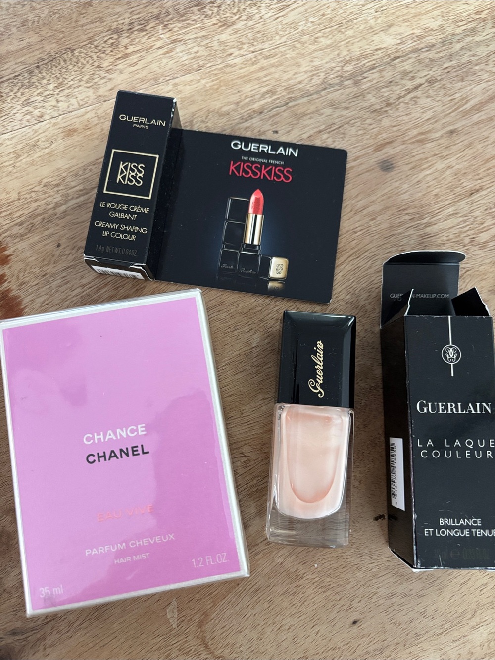Chanel hair mist and KissKiss Lipstick & Nail Duo in Soft Pink